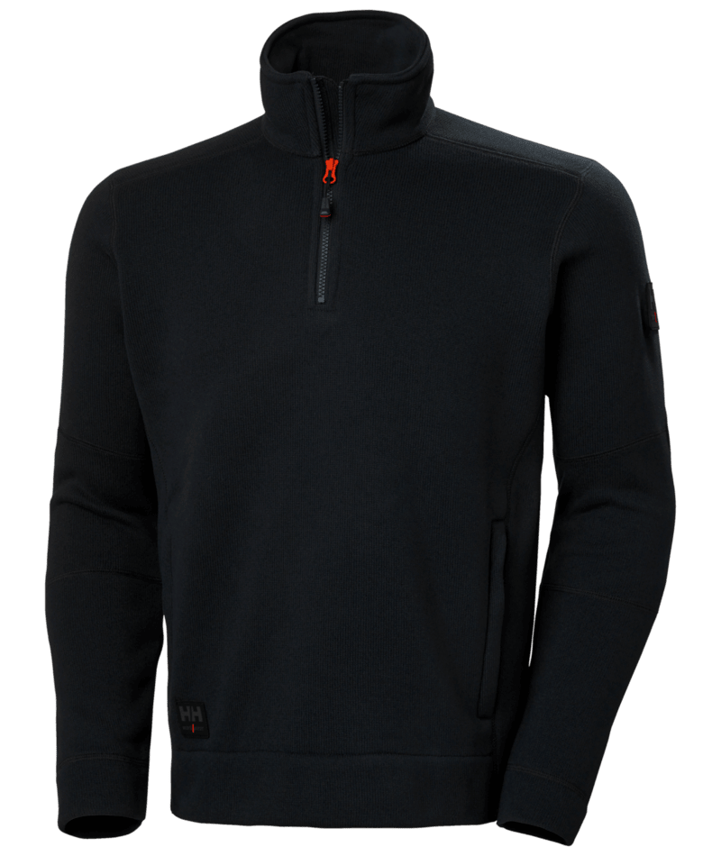 Helly Hansen Workwear KENSINGTON HALFZIP KNIT FLEECE in Schwarz – Vorderansicht