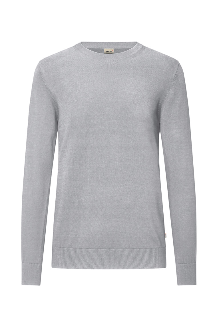 HAKRO 145 Pullover Premium-Baumwolle in Grau Meliert – Vorderansicht