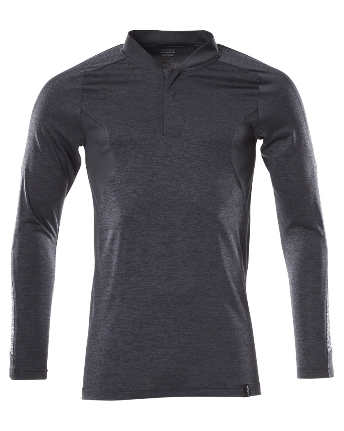 MASCOT Accelerate Polo-Shirt, Langarm in Schwarzblau Meliert – Vorderansicht