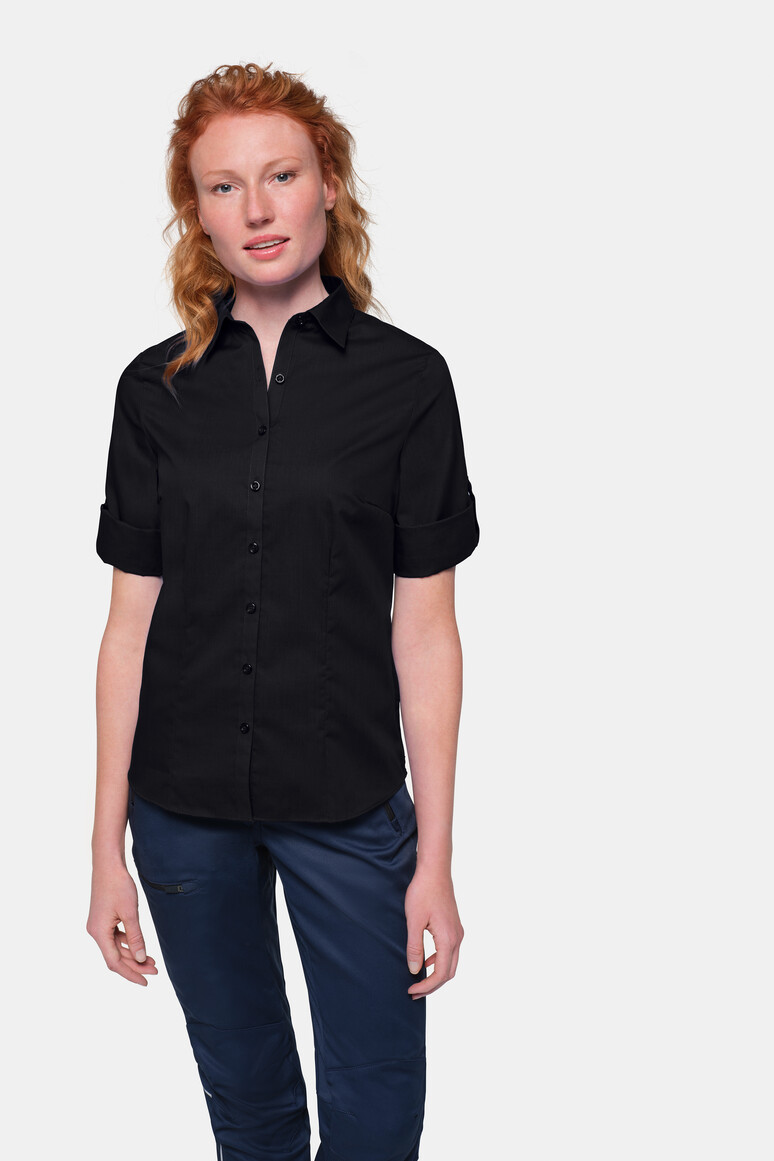 HAKRO 120 3/4-Arm-Vario Bluse MIKRALINAR® in Schwarz – Modellansicht