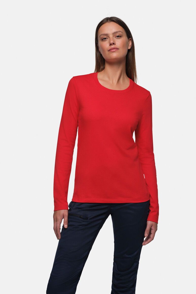 HAKRO 179 Damen Longsleeve MIKRALINAR® in Rot – Modellansicht