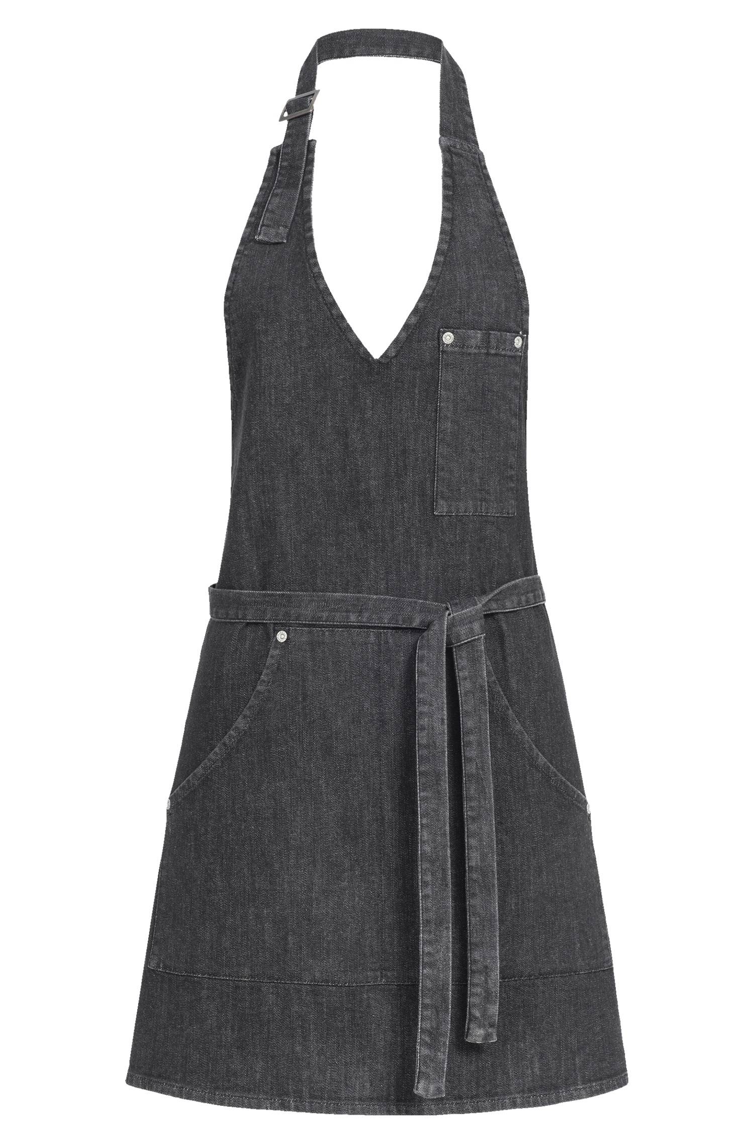 Greiff Damen-Latzschürze denim 70x61 cm in Black Denim – Vorderansicht