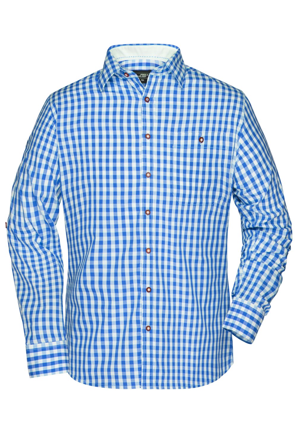 Daiber Men's Traditional Shirt in Royal/White – Vorderansicht