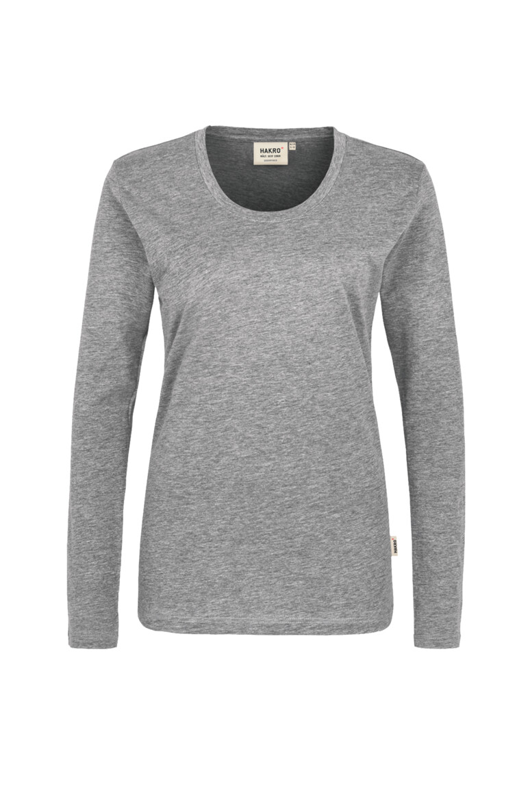 HAKRO 178 Damen Longsleeve Classic in Grau Meliert – Vorderansicht