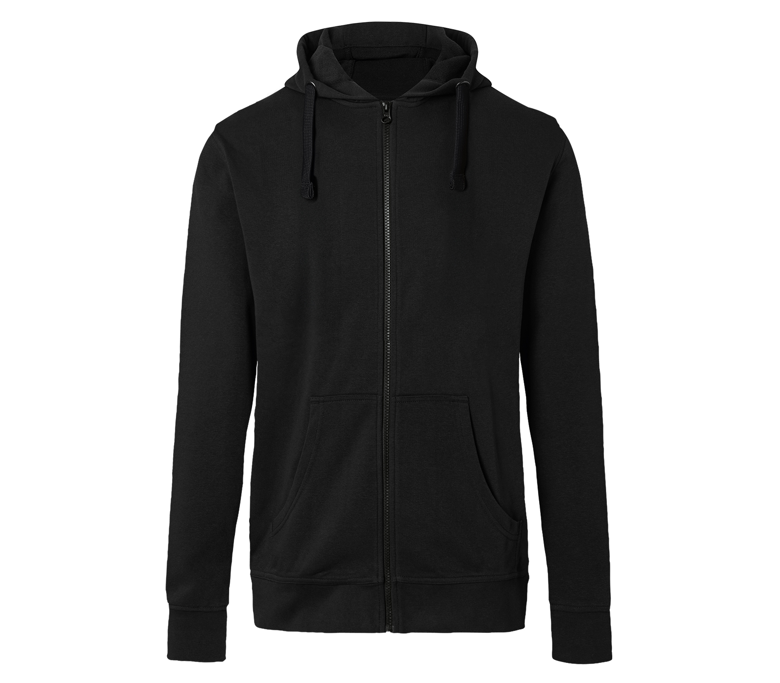 KÜBLER SHIRTS Kapuzen-Sweatjacke in Schwarz – Vorderansicht