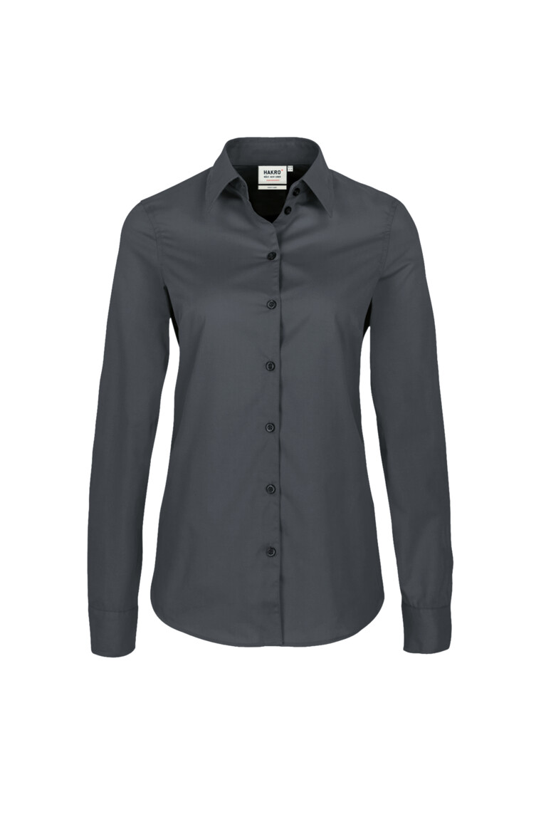 HAKRO 121 Bluse MIKRALINAR® in Anthrazit – Vorderansicht
