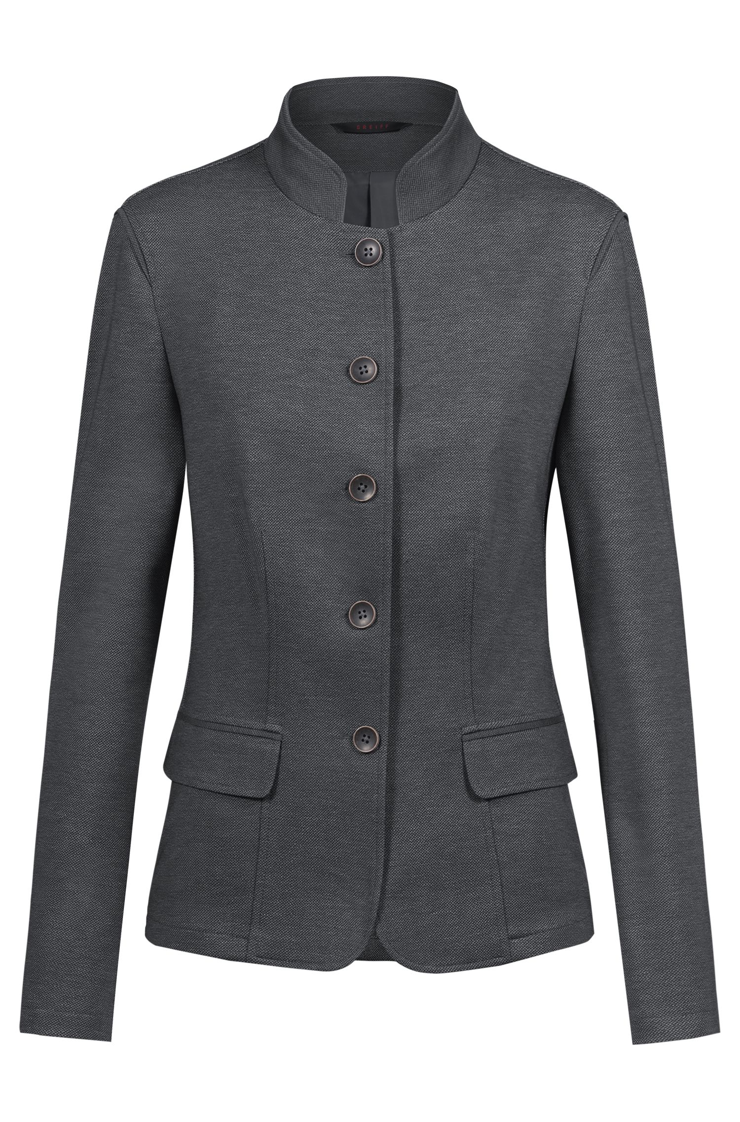 Greiff Damen-Jerseyblazer RF Landhaus in Grau – Vorderansicht
