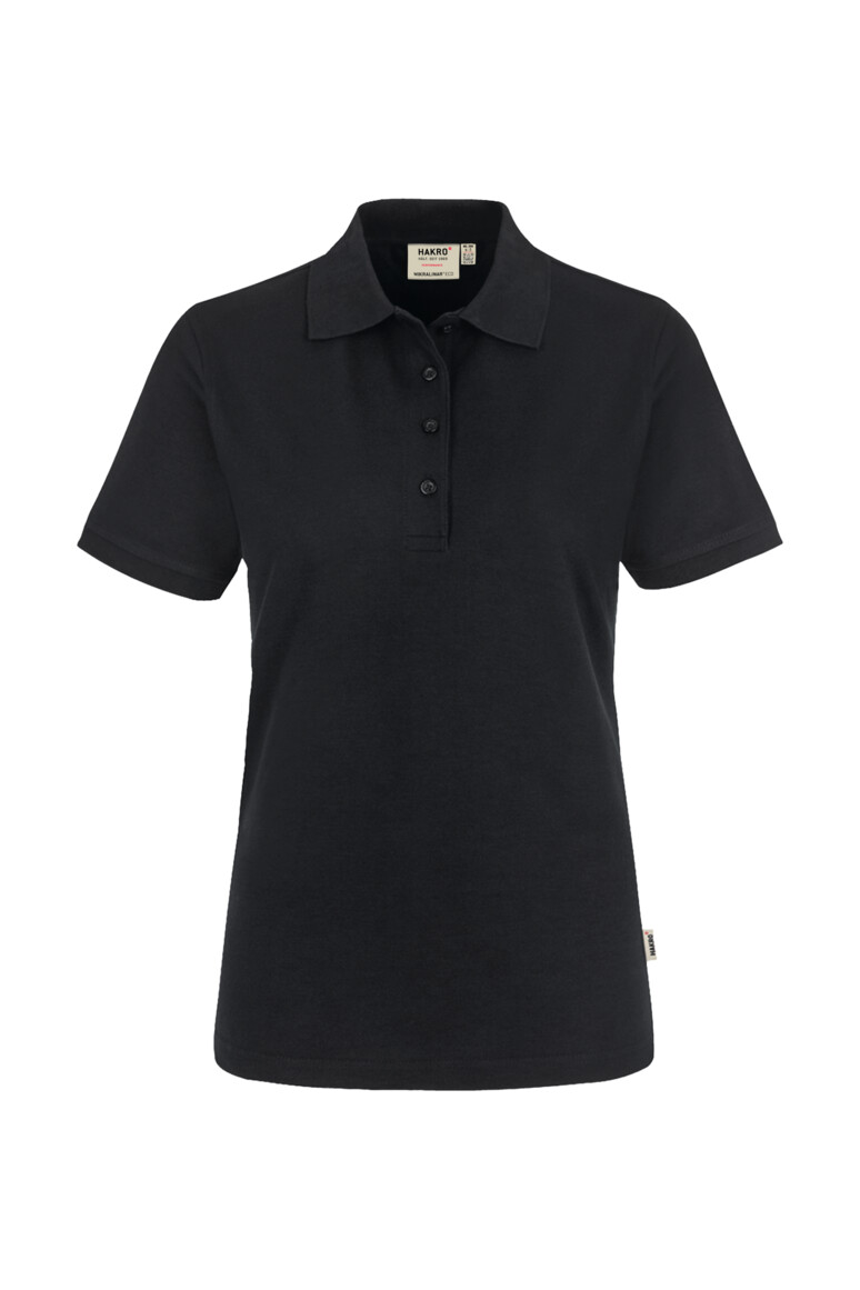 HAKRO 369 Damen Poloshirt MIKRALINAR® ECO in Schwarz – Vorderansicht