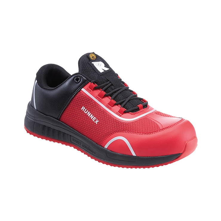 RUNNEX® S1PS-ESD-Sicherheitshalbschuhe SportStar in Schwarz/Rot – Vorderansicht