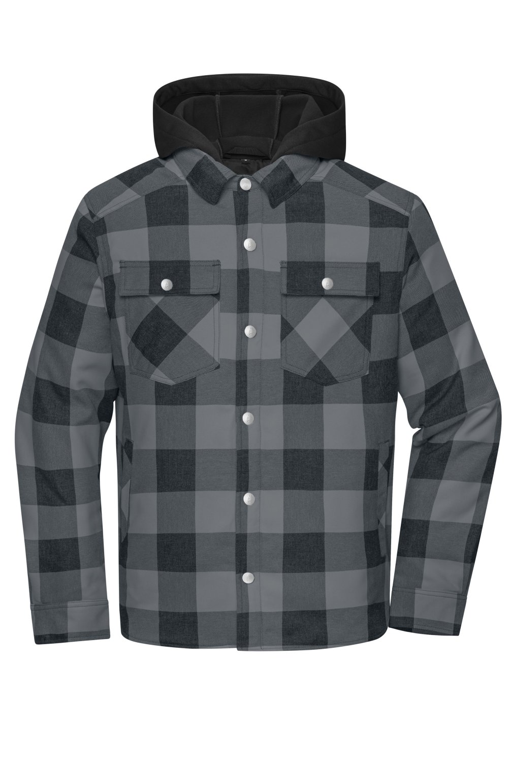 Daiber Workwear Check Shirt Jacket in Black/Metal-Grey – Vorderansicht