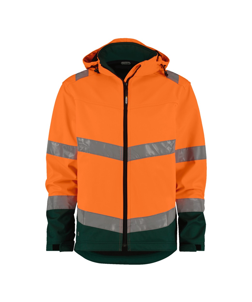 DASSY® Malaga in Neonorange/Flaschengrün – Vorderansicht