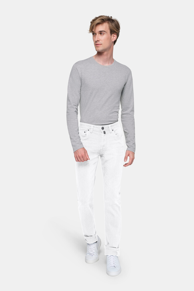 HAKRO 731 5-Pocket-Jeanshose X-Stretch ECO in Weiß – Modellansicht