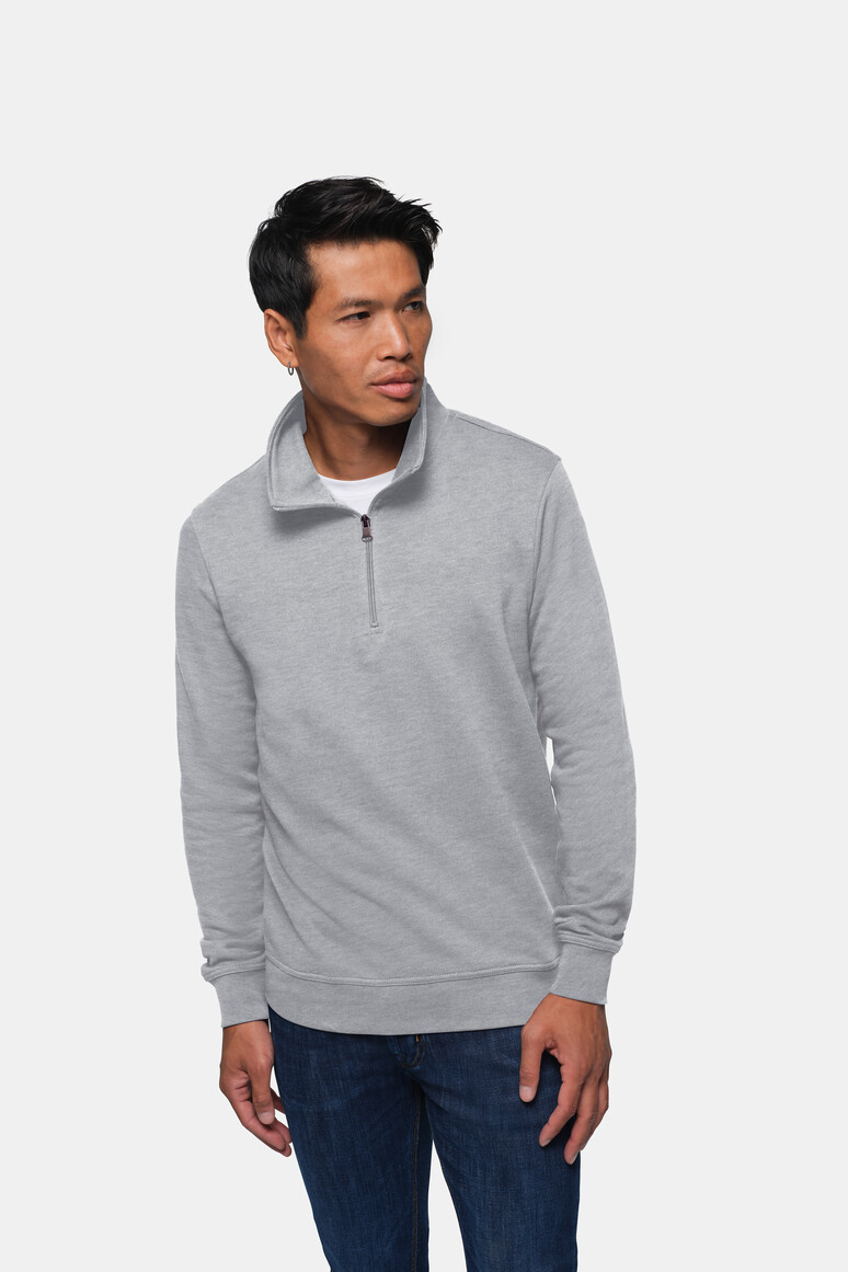 HAKRO 451 Zip-Sweatshirt Premium in Grau Meliert – Modellansicht
