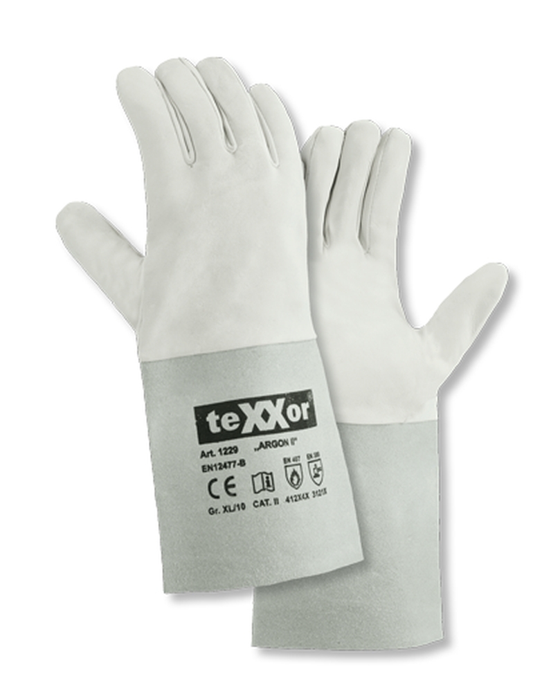 teXXor® Schweißerhandschuhe ARGON II in Natur – Vorderansicht
