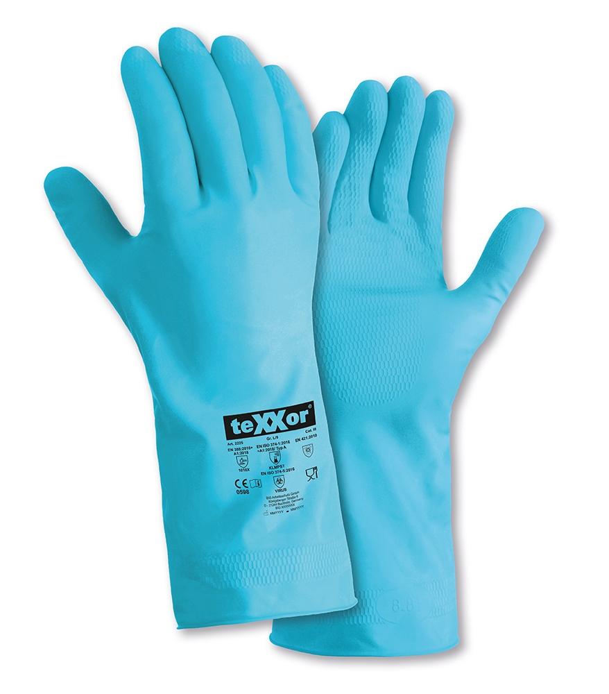 teXXor® Haushaltshandschuhe NATURLATEX in Blau – Vorderansicht