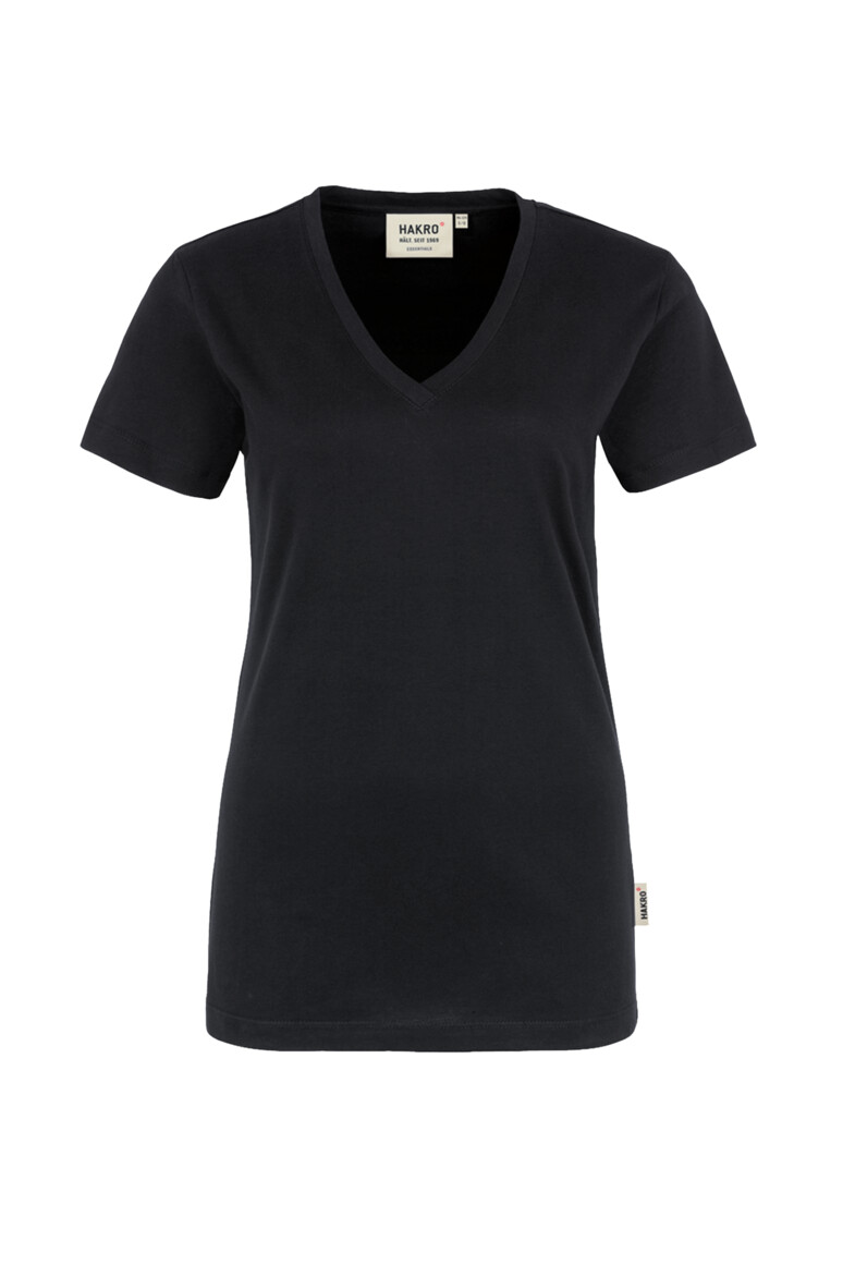HAKRO 126 Damen V-Shirt Classic in Schwarz – Vorderansicht