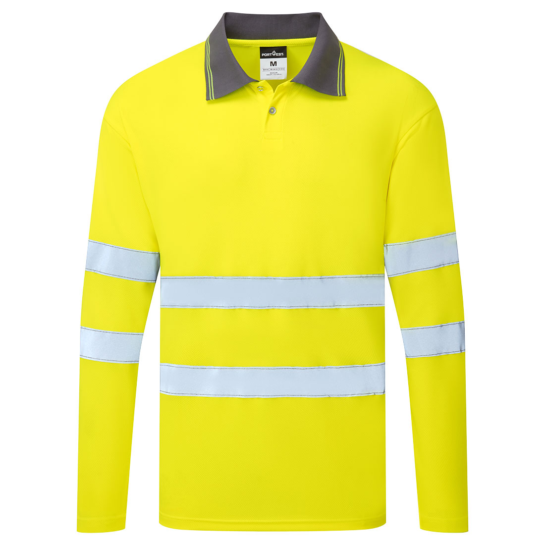 Portwest ES1 Essential Hi-Vis Polo Shirt L/S in Gelb – Vorderansicht