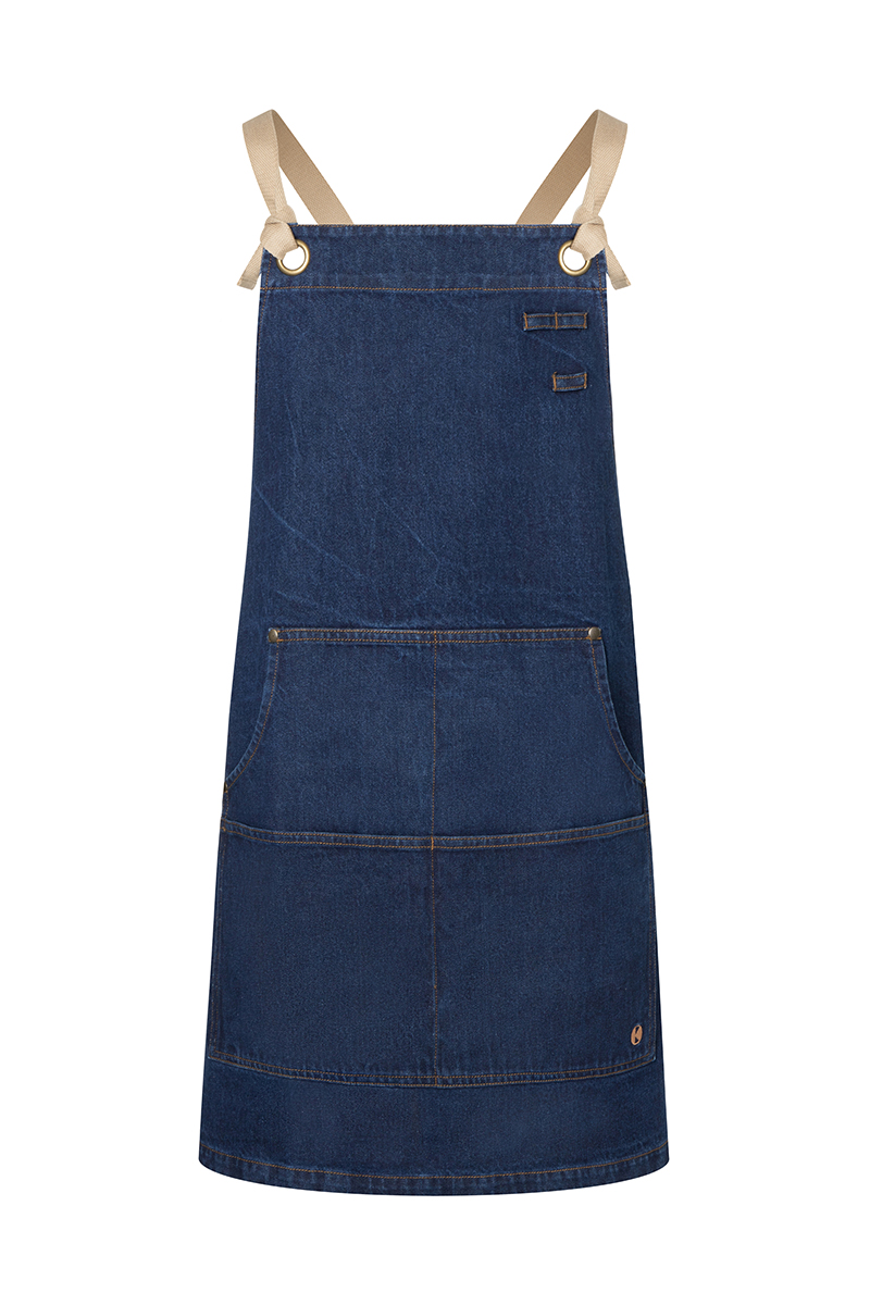 Karlowsky Latzschürze Denim Urban-Style in Denim Blue – Vorderansicht
