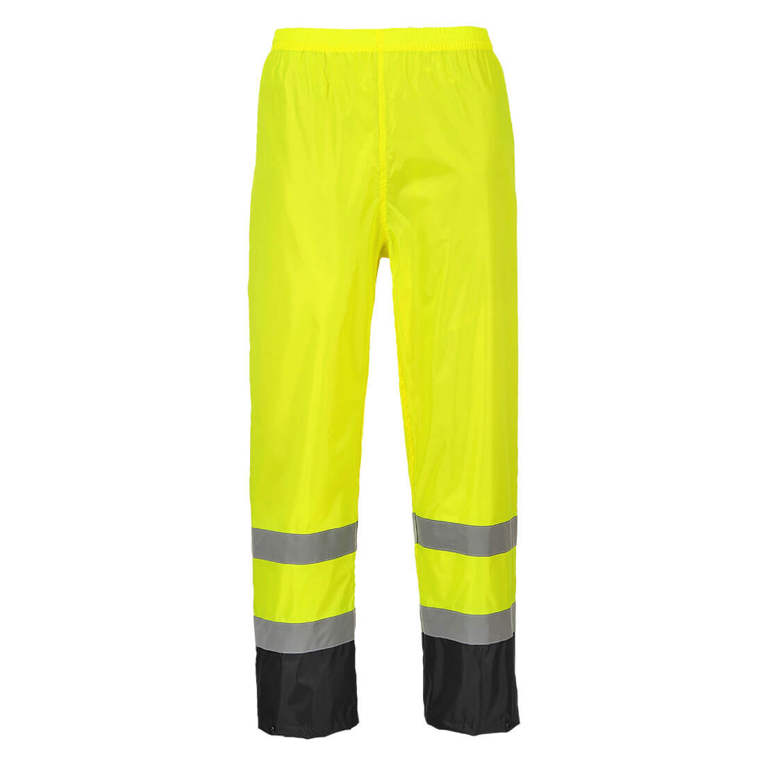 Portwest Hi-Vis Contrast Classic Rain Trousers in Gelb/Schwarz – Vorderansicht