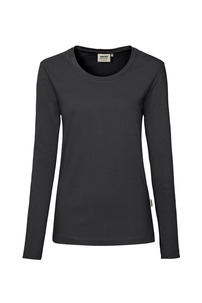 HAKRO 179 Damen Longsleeve MIKRALINAR® in Karbongrau – Vorderansicht