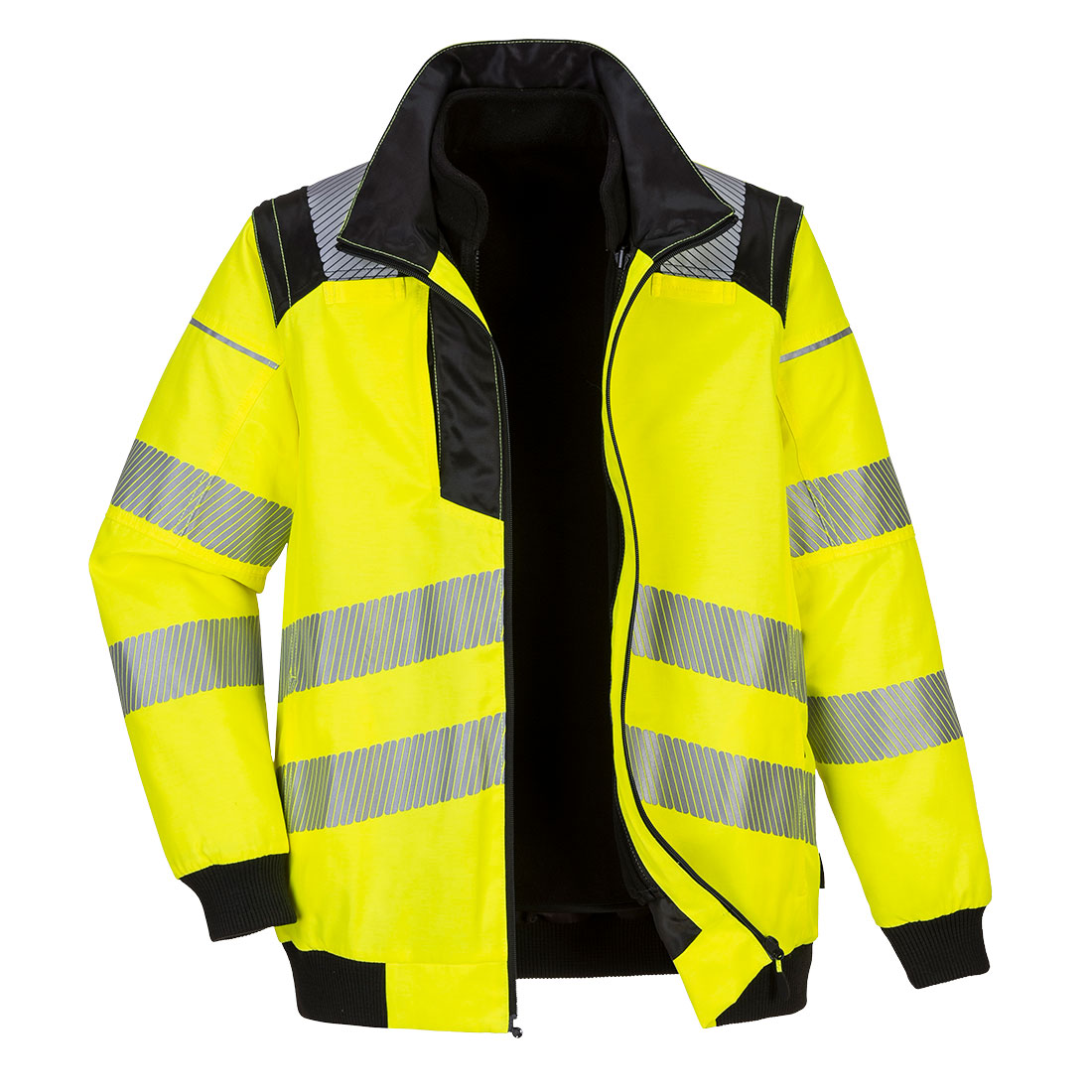 Portwest PW3 Hi-Vis 3-in-1 Pilot Jacket in Gelb/Schwarz – Vorderansicht