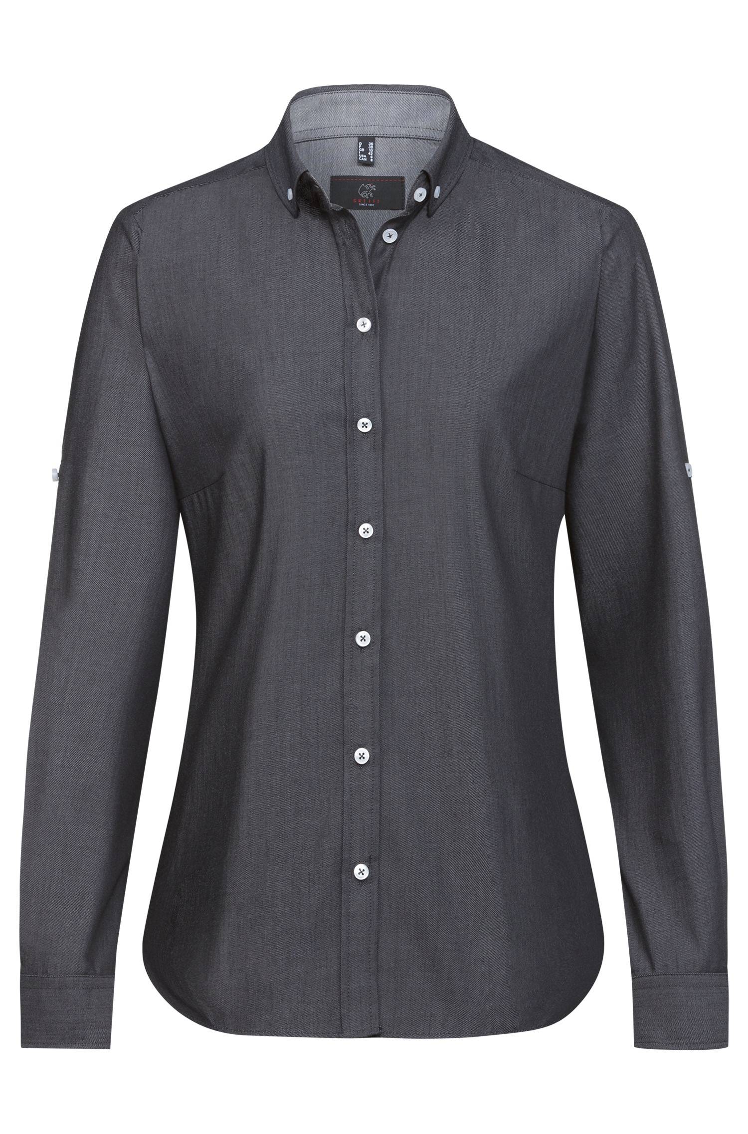 Greiff Damen-Bluse 1/1 RF Service in Denimoptik Anthrazit – Vorderansicht