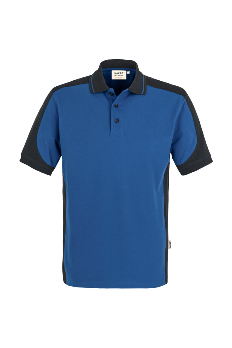 HAKRO 839 Poloshirt Contrast MIKRALINAR® in Royalblau/Anthrazit – Vorderansicht