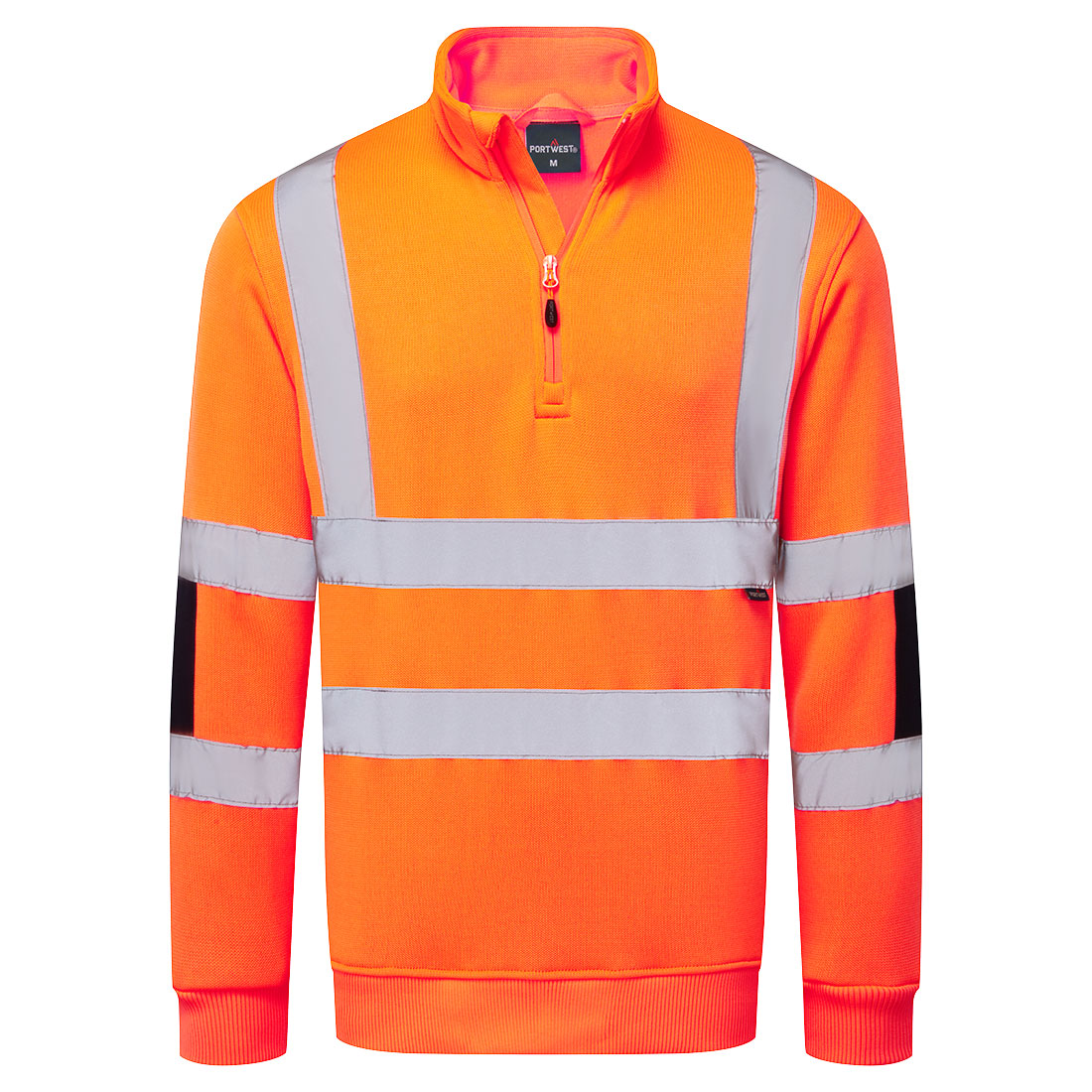 Portwest Hi-Vis Knitted Half Zip Sweatshirt in Orange – Vorderansicht