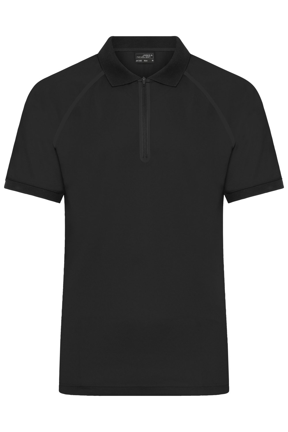 Daiber Men's Zip-Polo in Black/Black – Vorderansicht