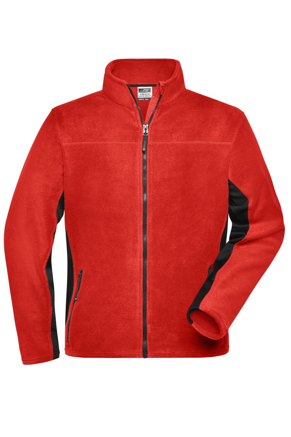 Daiber Men's Workwear Fleece Jacket - STRONG - in Red/Black – Vorderansicht
