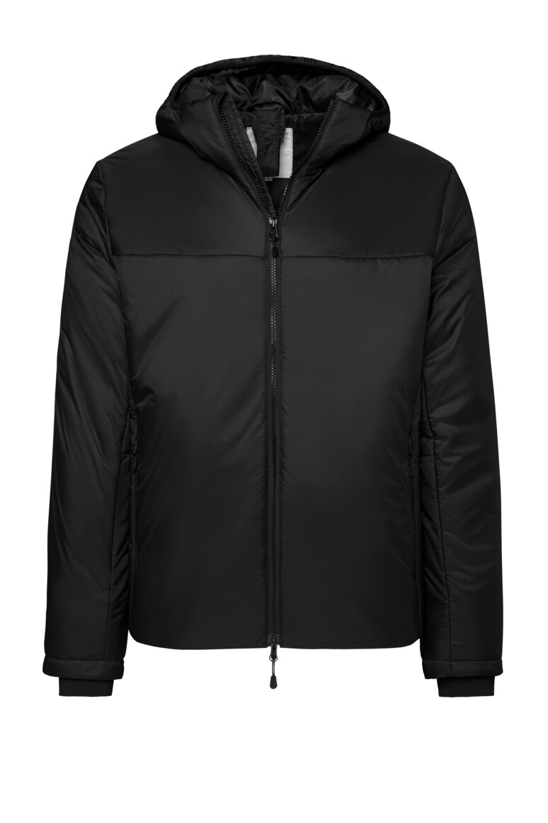 HAKRO 889 Kapuzen-Thermo-Loftjacke in Schwarz – Vorderansicht
