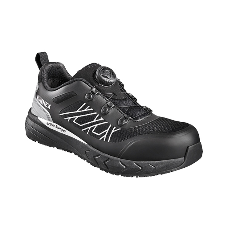 RUNNEX® S1PS-Damen-ESD-Sicherheitshalbschuhe atop GirlStar in Schwarz/Weiß/Grau – Vorderansicht