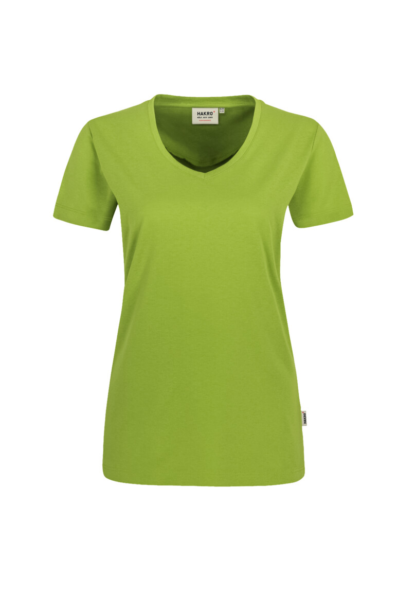HAKRO 181 Damen V-Shirt MIKRALINAR® in Kiwi – Vorderansicht