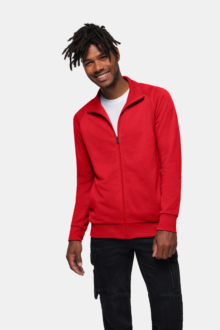 HAKRO 606 Sweatjacke Premium in Rot – Modellansicht