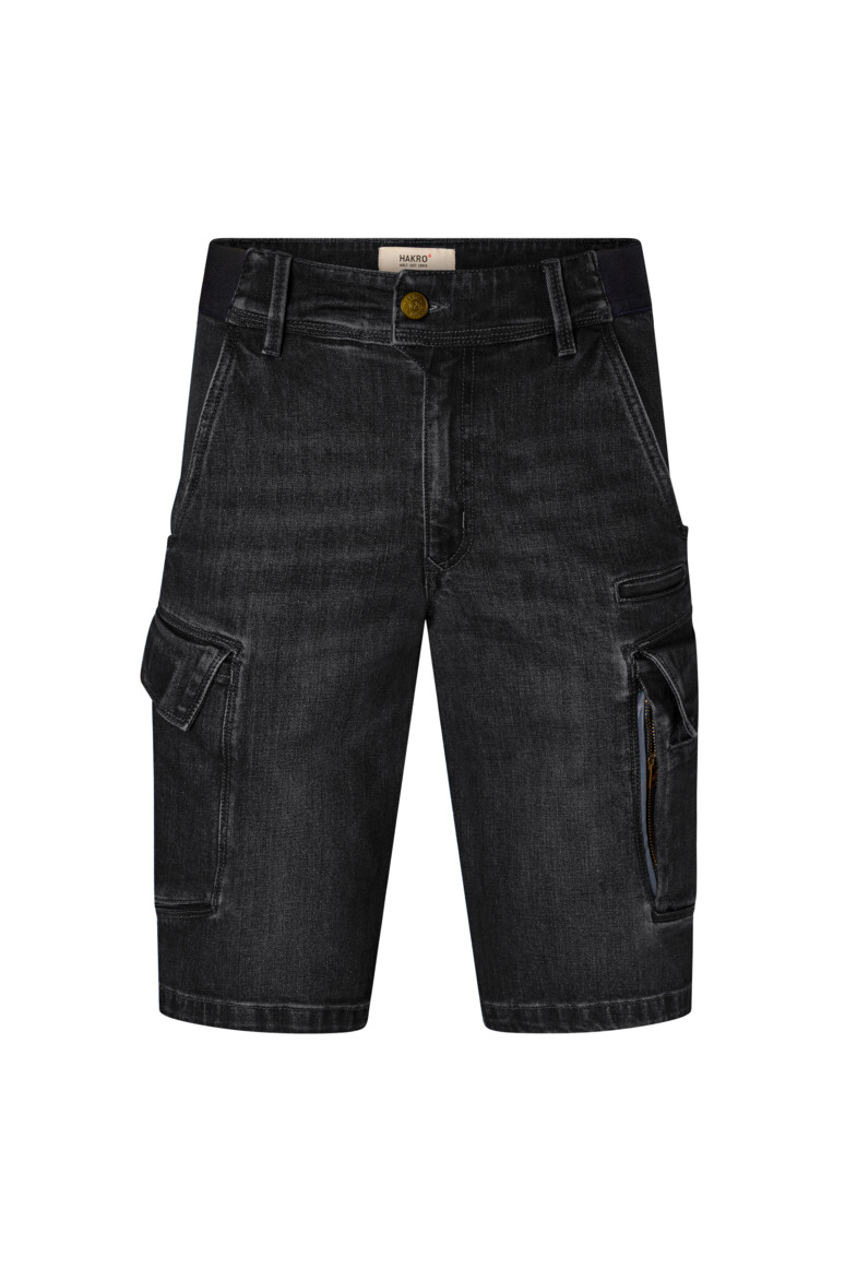 HAKRO 736 Worker-Jeansshorts Dyneema® X-Stretch ECO in Schwarz – Vorderansicht