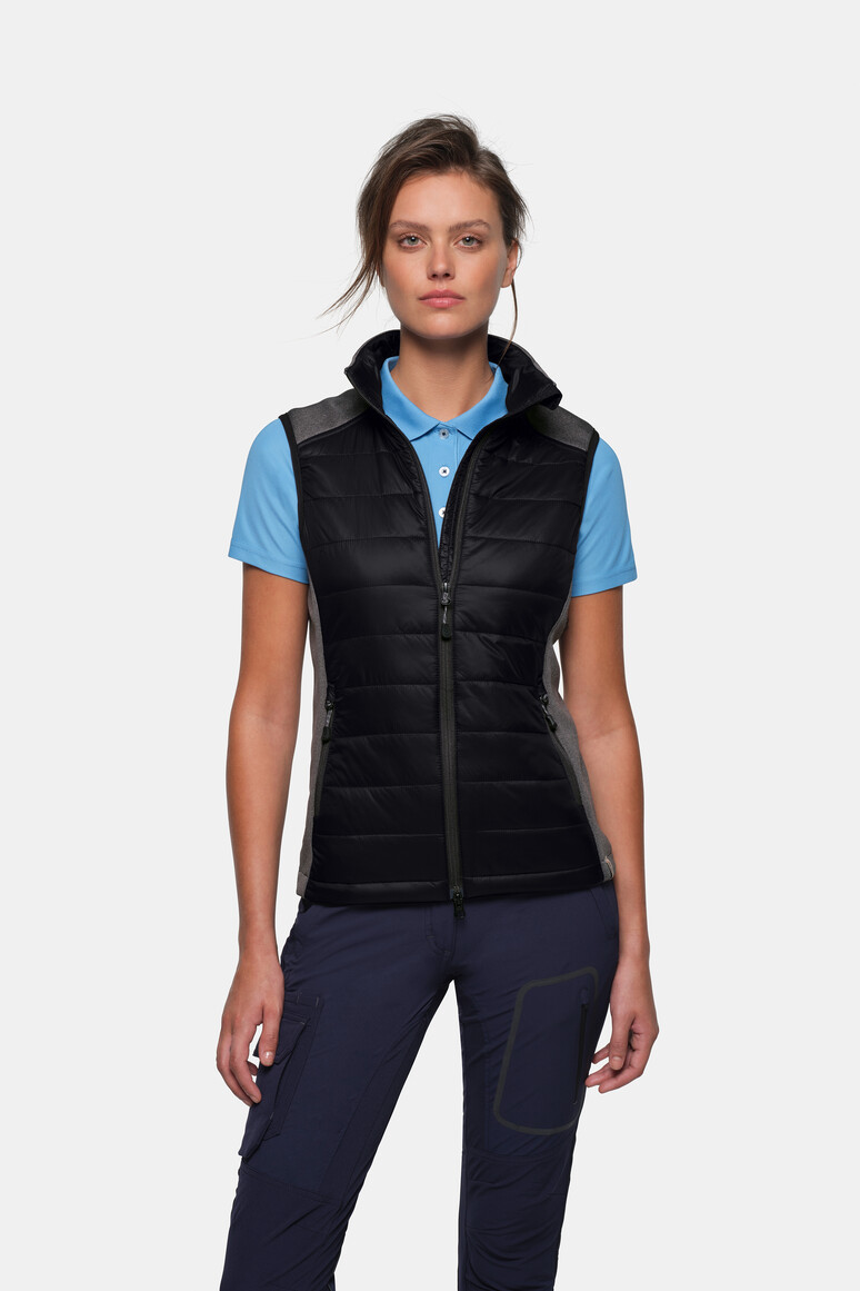 HAKRO 264 Damen Hybridweste Contrast in Schwarz – Modellansicht