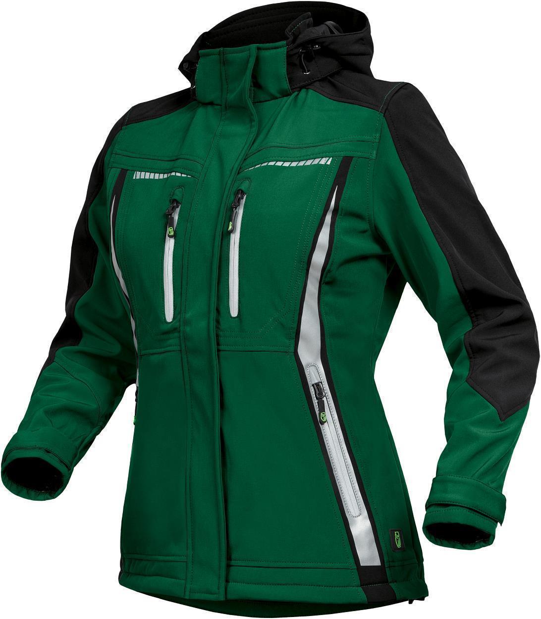 Leibwächter Damen Softshelljacke Flex Line in Grün-Schwarz – Vorderansicht
