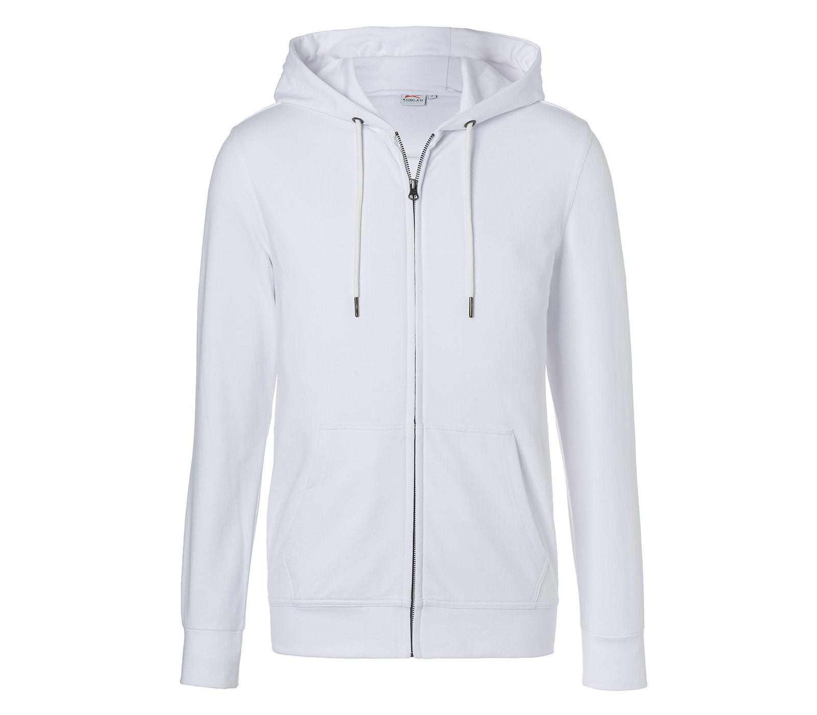 KÜBLER SHIRTS Kapuzen-Sweatjacke in Weiß – Vorderansicht
