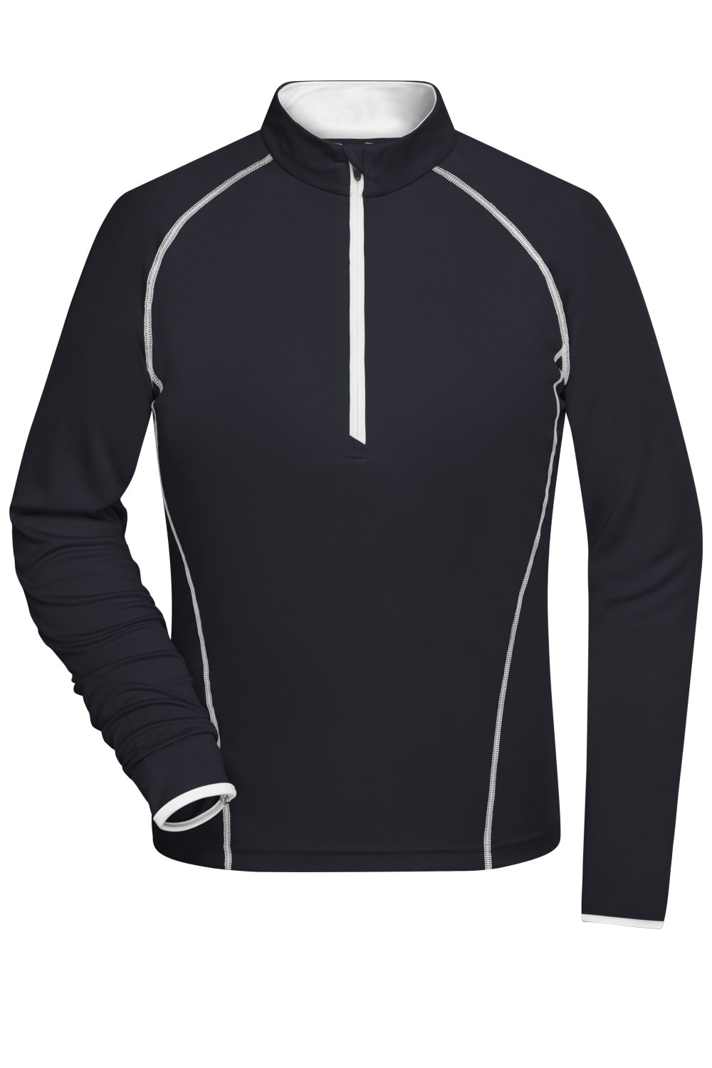 Daiber Ladies' Sports Shirt Long-Sleeved in Black/White – Vorderansicht