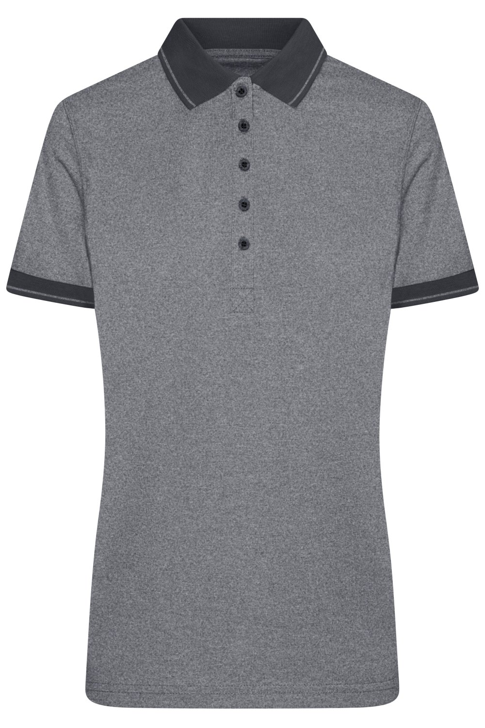 Daiber Ladies' Heather Polo in Black-Melange/Black – Vorderansicht