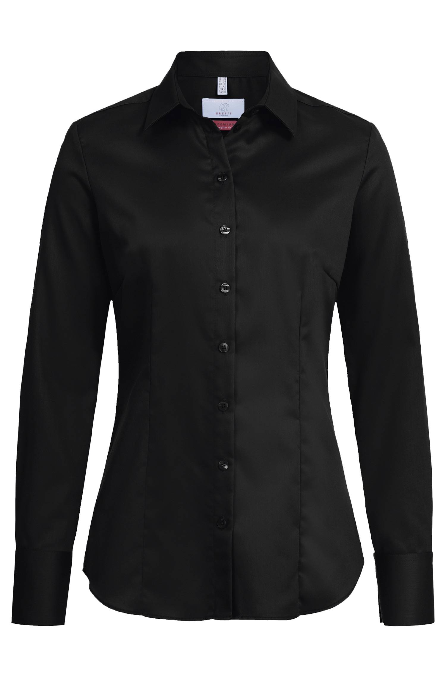 Greiff Damen-Bluse 1/1 RF Premium in Schwarz – Vorderansicht