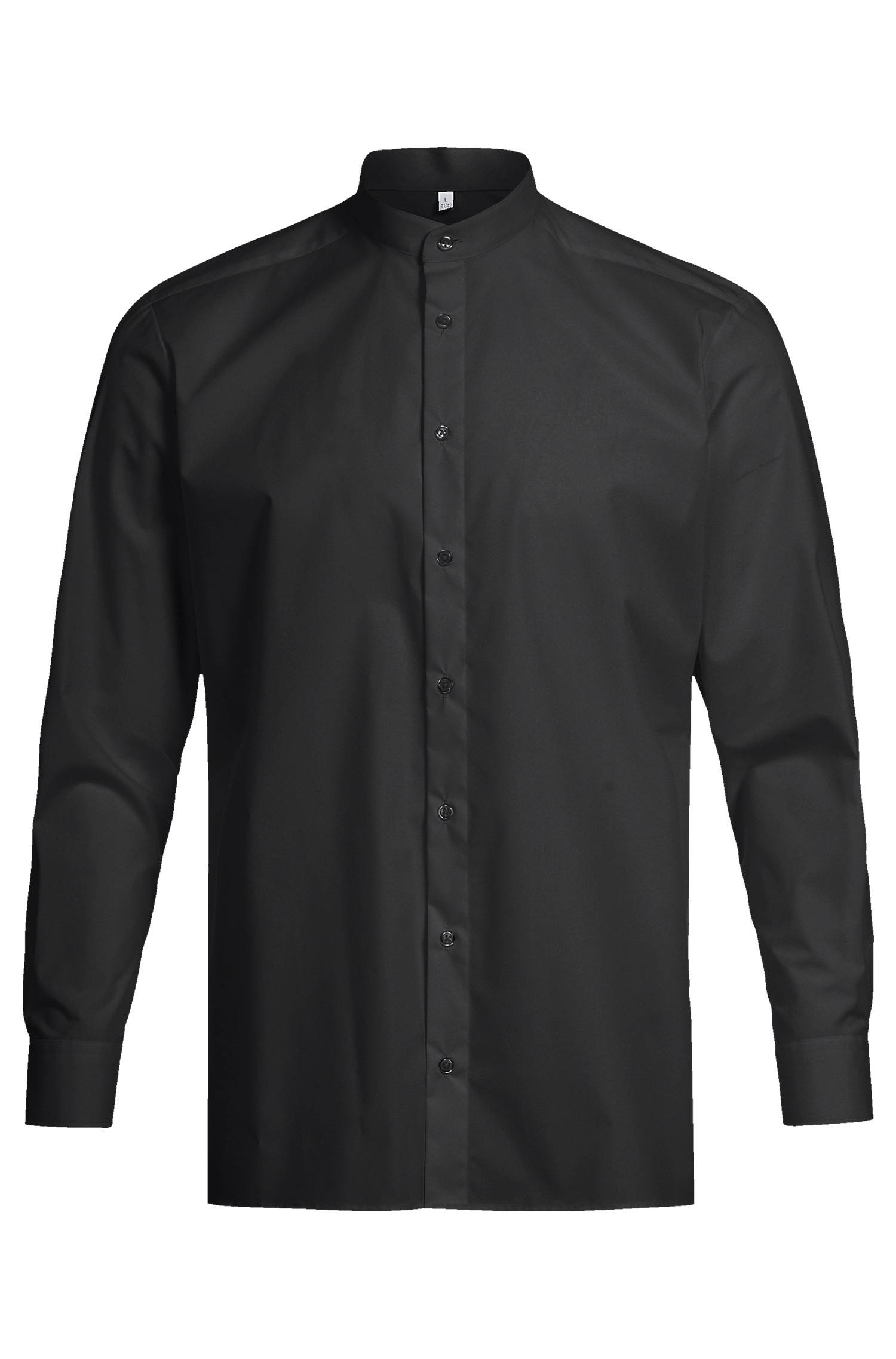 Greiff Herren-Stehkragenhemd 1/1 RF Basic in Schwarz – Vorderansicht