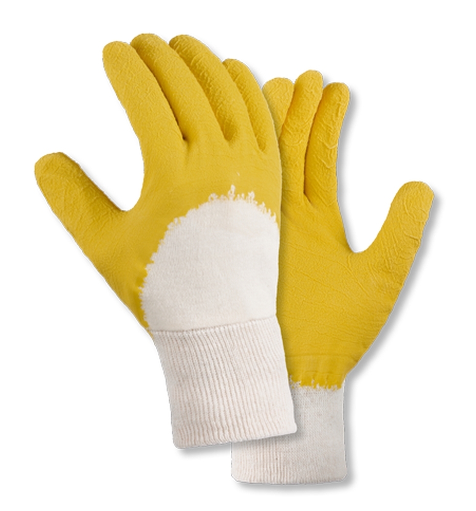 teXXor® Universalhandschuhe LATEXBESCHICHTET in Natur/Gelb – Vorderansicht