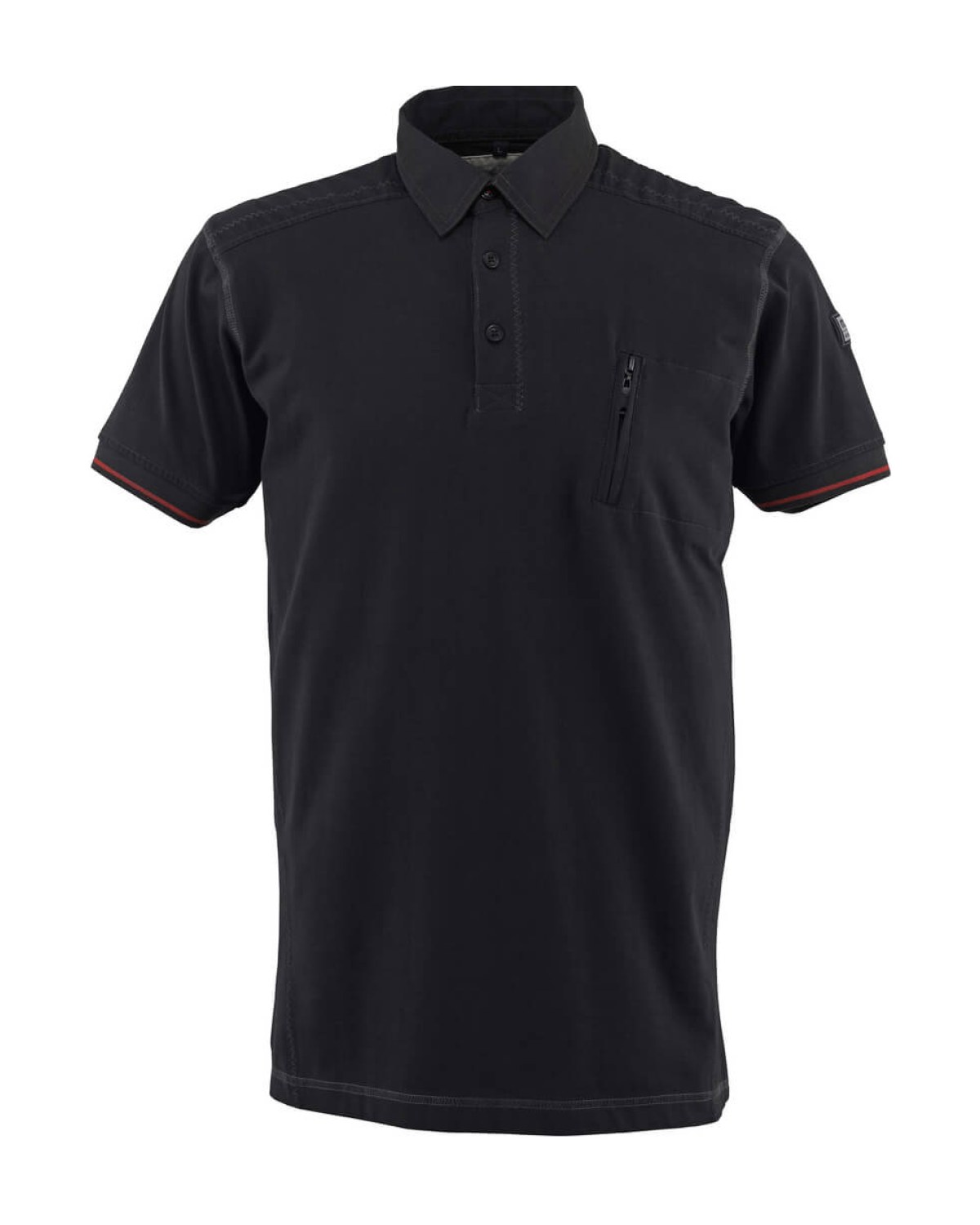 MASCOT Kreta Polo-Shirt mit Brusttasche in Schwarz – Vorderansicht