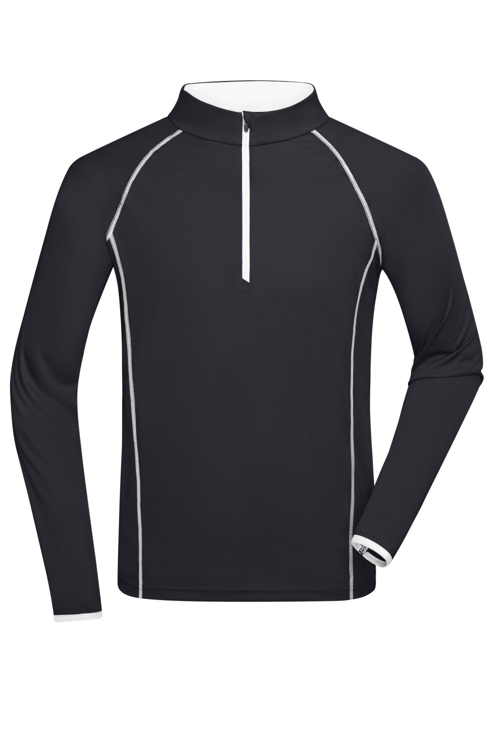 Daiber Men's Sports Shirt Long-Sleeved in Black/White – Vorderansicht