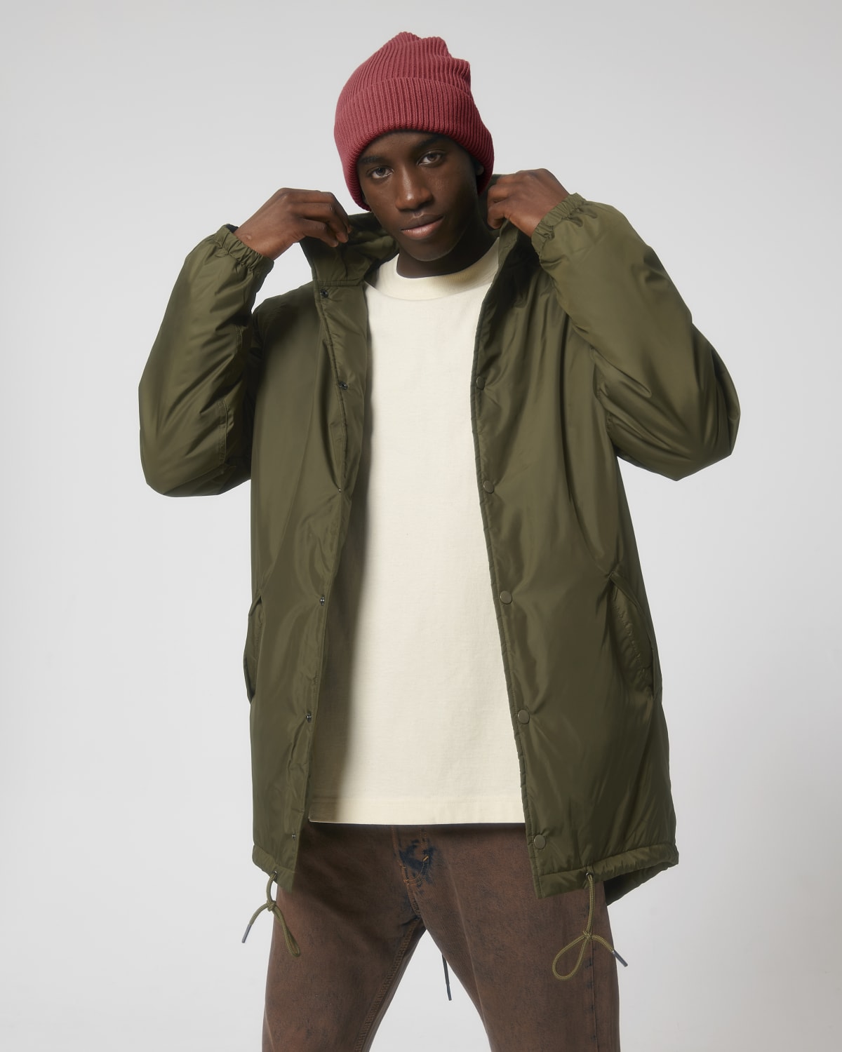 Stanley Stella Padded Parker in British Khaki – Modellansicht