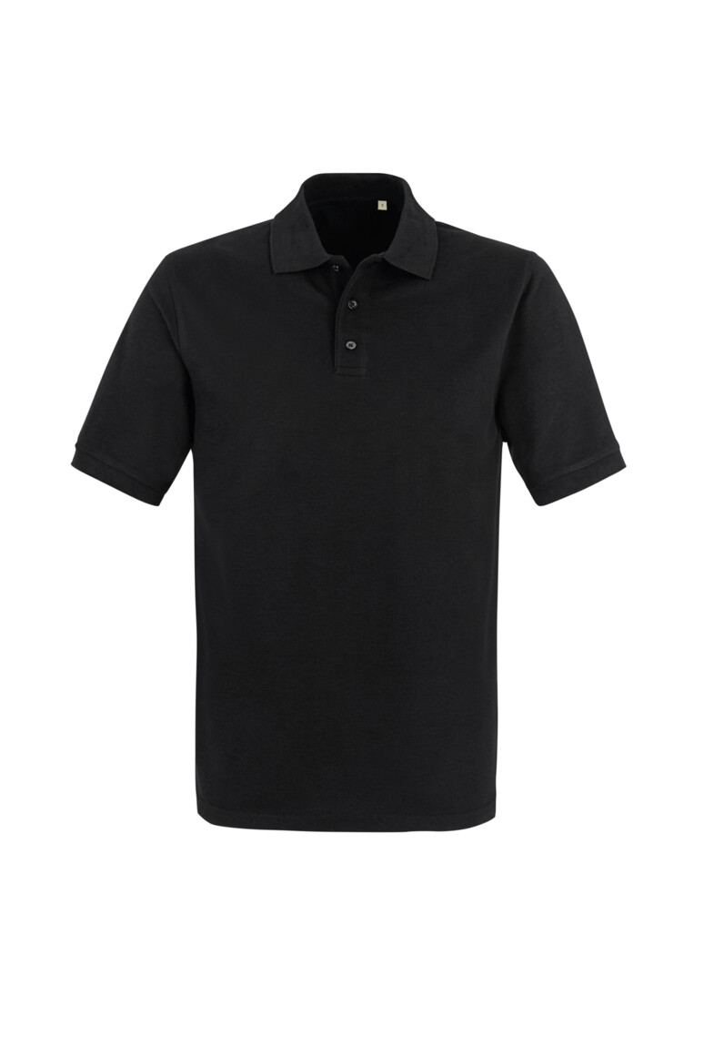 HAKRO 503 Label-Free Poloshirt Heavy MIKRALINAR® ECO in Schwarz – Vorderansicht