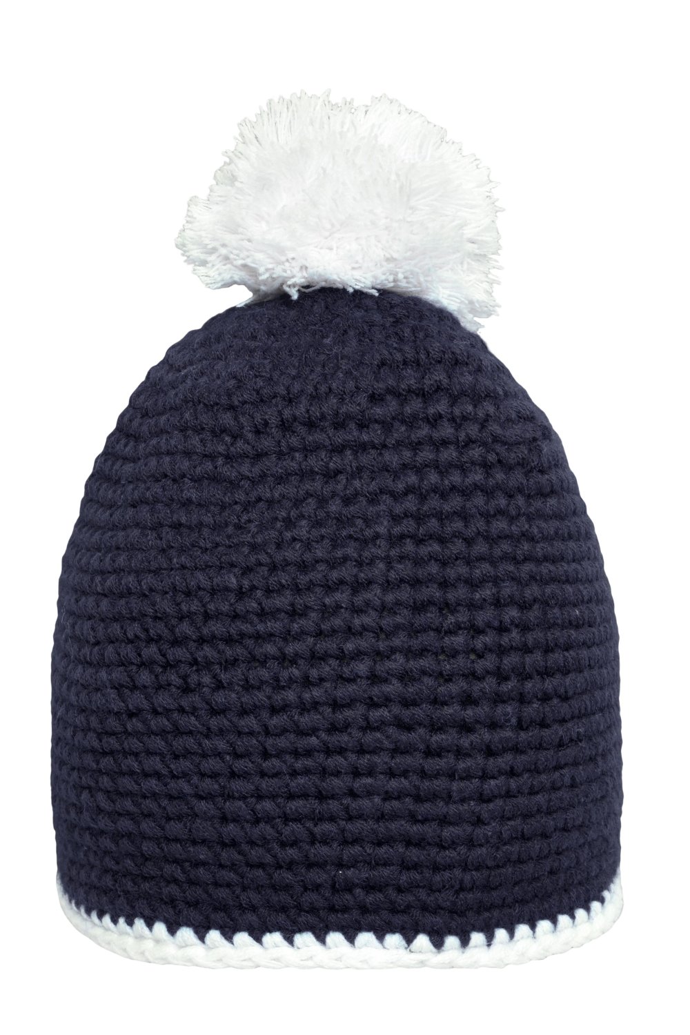 Daiber Pompon Hat with Contrast Stripe in Navy/White – Vorderansicht