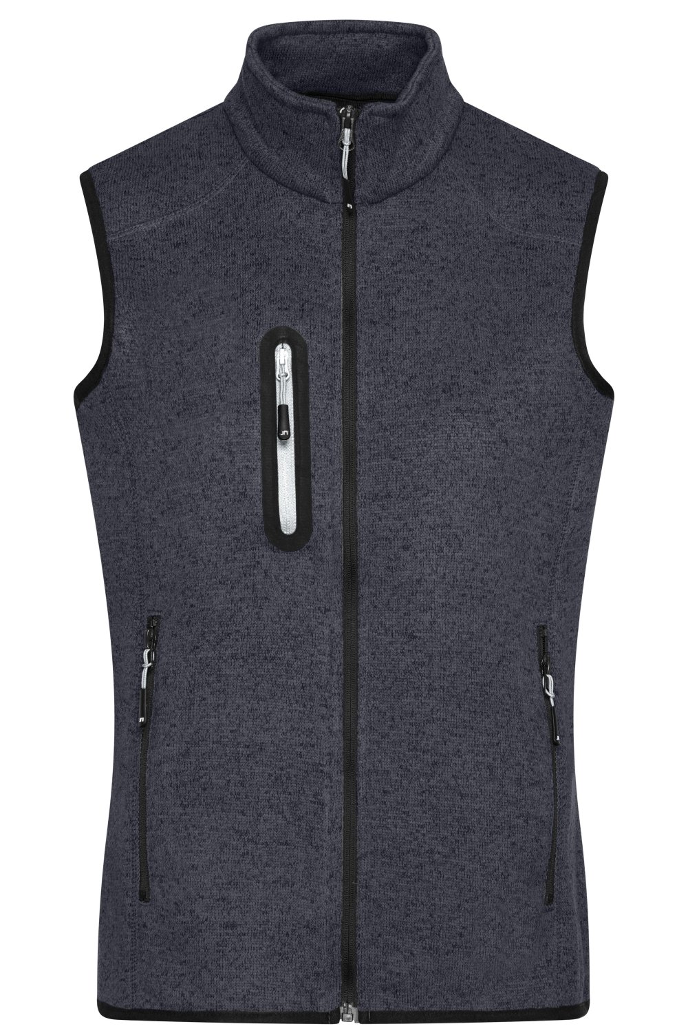 Daiber Ladies' Knitted Fleece Vest in Dark-Grey-Melange/Silver – Vorderansicht