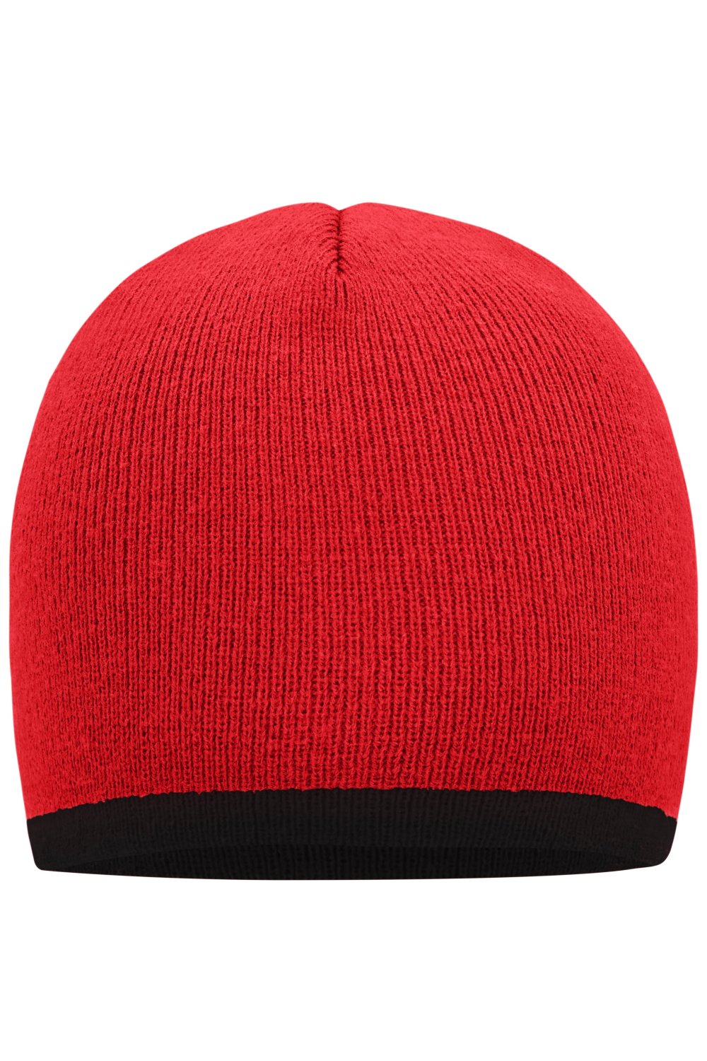 Daiber Beanie with Contrasting Border in Red/Black – Vorderansicht